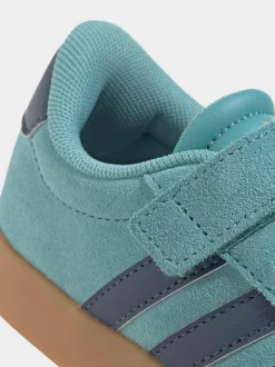 Bleu canard - adidas Vl Cour 3.0 Baskets enfant à crochets et boucles