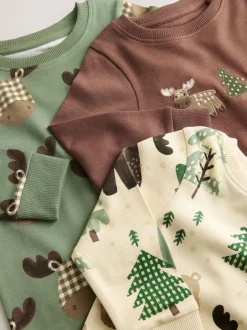 Bleu canard/Écru Animal - Lot de 3 pyjamas Snuggle (9mois-8ans)