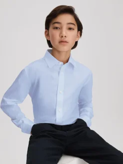 Bleu clair - Chemise en coton coupe slim Reiss Remote