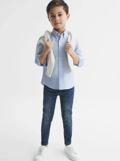 Bleu clair - Chemise Oxford Reiss Greenwich à boutons