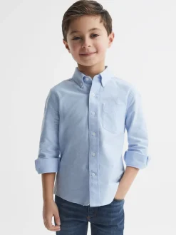 Bleu clair - Chemise Oxford Reiss Greenwich à boutons