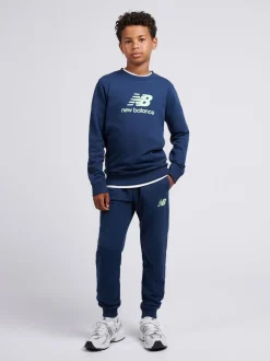 Bleu clair - Ensemble New Balance Col rond et Survêtement à logo empilé FT