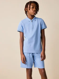 Bleu clair - Ensemble polo à manches courtes et short (3-16ans)