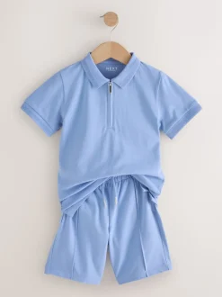 Bleu clair - Ensemble polo à manches courtes et short (3-16ans)