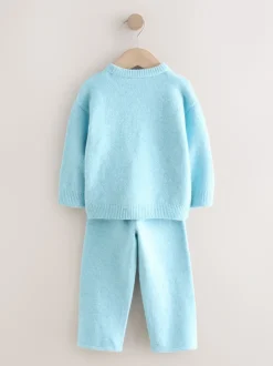 Bleu clair - Ensemble Pulls et Joggings en maille à col rond (3mois -7ans)