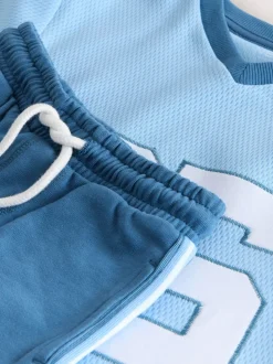 Bleu clair - Ensemble short universitaire à manches courtes (3mois à7ans)