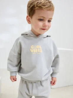 Bleu clair - Ensemble sweat à capuche et jogging imprimé Cool Vibes (3mois7ans)