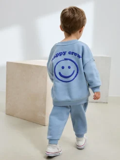 Bleu clair - Ensemble sweat et Joggings imprimé à Col rond (3mois-7ans)