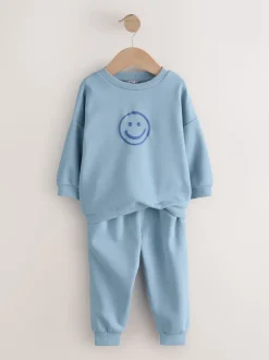 Bleu clair - Ensemble sweat et Joggings imprimé à Col rond (3mois-7ans)