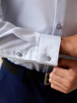 Bleu clair - Manches longues Chemises à bordures intelligentes (3-16yrs)