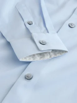 Bleu clair - Manches longues Chemises à bordures intelligentes (3-16yrs)