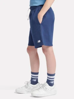 Bleu clair - New Balance Français Short en coton Terry à petit logo
