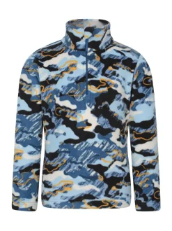 Bleu clair - Polaire Mountain Warehouse Pursuit imprimée à demi-fermeture éclair pour enfant