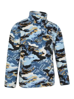 Bleu clair - Polaire Mountain Warehouse Pursuit imprimée à demi-fermeture éclair pour enfant