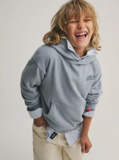 Bleu clair - Sweat à capuche Superdry