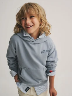 Bleu clair - Sweat à capuche Superdry