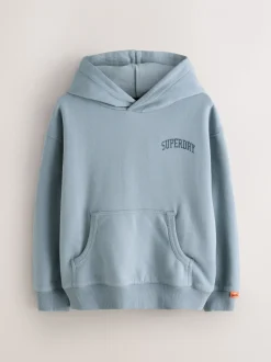 Bleu clair - Sweat à capuche Superdry