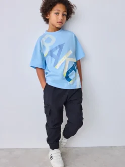 Bleu clair - T-shirt Baker by Ted Baker graphique lettre