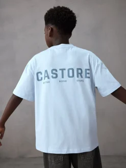 Bleu clair - T-shirt oversize en coton à manches courtes Castore