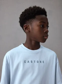 Bleu clair - T-shirt oversize en coton à manches courtes Castore