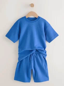 Bleu cobalt - Ensemble t-shirt et short épais décontracté (3-16ans)