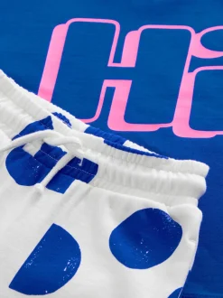 Bleu cobalt - Ensemble t-shirt à manches courtes et short à motif (3mois7ans)