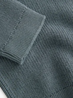 Bleu de sarcelle - Manches longues Quarter Zip Knitted Polos (3mths-7yrs)