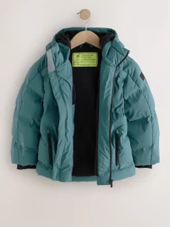 Bleu de sarcelle - Manteau rembourré doublé en micropolaire Résistant à la douche (3-17ans)