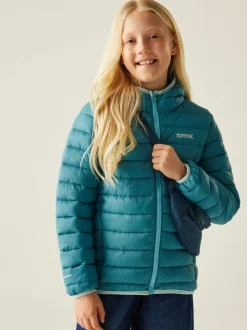 Bleu de sarcelle - Regatta Veste déperlante Marizion mi-épaisse à capuche Junior