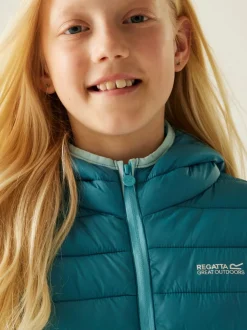 Bleu de sarcelle - Regatta Veste déperlante Marizion mi-épaisse à capuche Junior