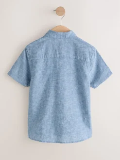 Bleu Denim - Chemise Blend en lin à manches courtes (3-16ans)