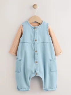 Bleu Denim - Ensemble bébé salopette et body (0mois-2ans)