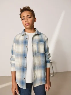 Bleu dégradé - Ensemble chemise et t-shirt à carreaux à manches longues 2 pièces (3-16ans)