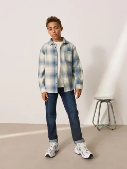 Bleu dégradé - Ensemble chemise et t-shirt à carreaux à manches longues 2 pièces (3-16ans)