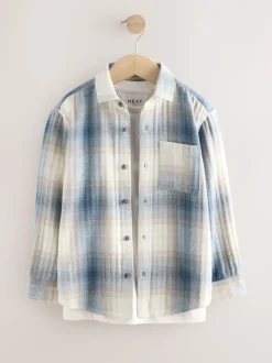 Bleu dégradé - Ensemble chemise et t-shirt à carreaux à manches longues 2 pièces (3-16ans)