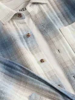 Bleu dégradé - Ensemble chemise et t-shirt à carreaux à manches longues 2 pièces (3-16ans)