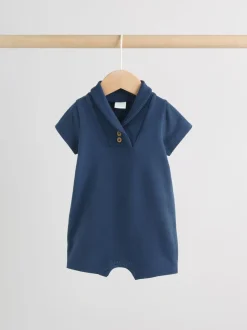 Bleu et Blanc rayées - Barboteuse en jersey pour bébé 2 Pack