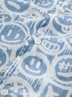 Bleu Face AOP - Chemise imprimée à manches courtes 100% coton Revere (3-16ans)