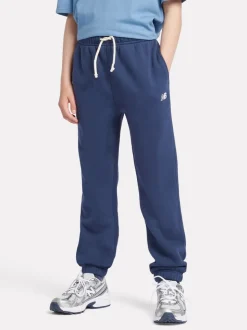 bleu foncé - New Balance Small Boys Brush Back Logo Joggers