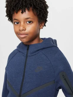 bleu foncé - Sweat à capuche zippé Nike Tech Fleece