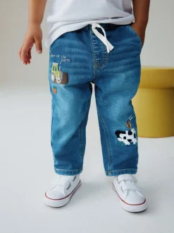 Bleu foncé Personnage Ferme - Jean ample à enfiler (3mois-7ans)