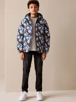 Bleu Football - Veste matelassée à capuche de poids moyen (3-17ans)