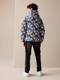 Bleu Football - Veste matelassée à capuche de poids moyen (3-17ans)