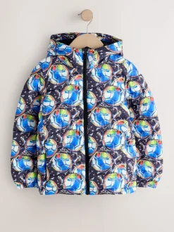 Bleu Football - Veste matelassée à capuche de poids moyen (3-17ans)