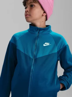 Bleu Force - Survêtement Nike Dri-Fit en poly zippé