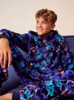 Bleu Gameur - Pyjama tout-en-un en polaire (3-16ans)