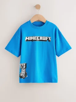 Bleu imprimé dans le dos - T-shirt Minecraft (3-16ans)