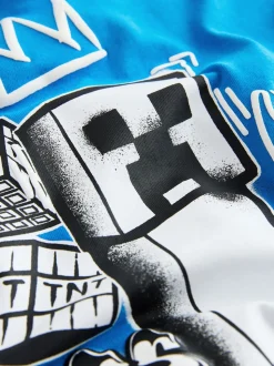 Bleu imprimé dans le dos - T-shirt Minecraft (3-16ans)