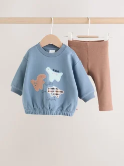 Bleu imprimé dinosaure - Ensemble Sweat-shirt et Leggings bébé (0mois-3ans)