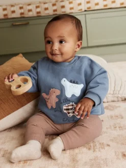 Bleu imprimé dinosaure - Ensemble Sweat-shirt et Leggings bébé (0mois-3ans)